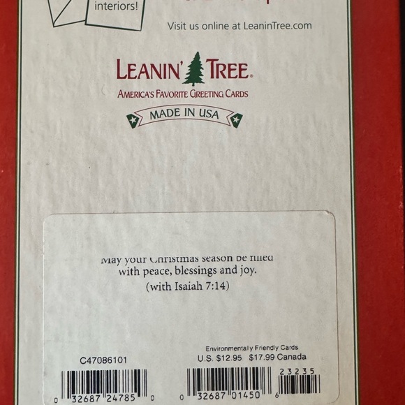 Leanin’ Tree “Noel” Poinsettia Christmas Cards – Box of 10 w/ Envelopes - Picture 2 of 2